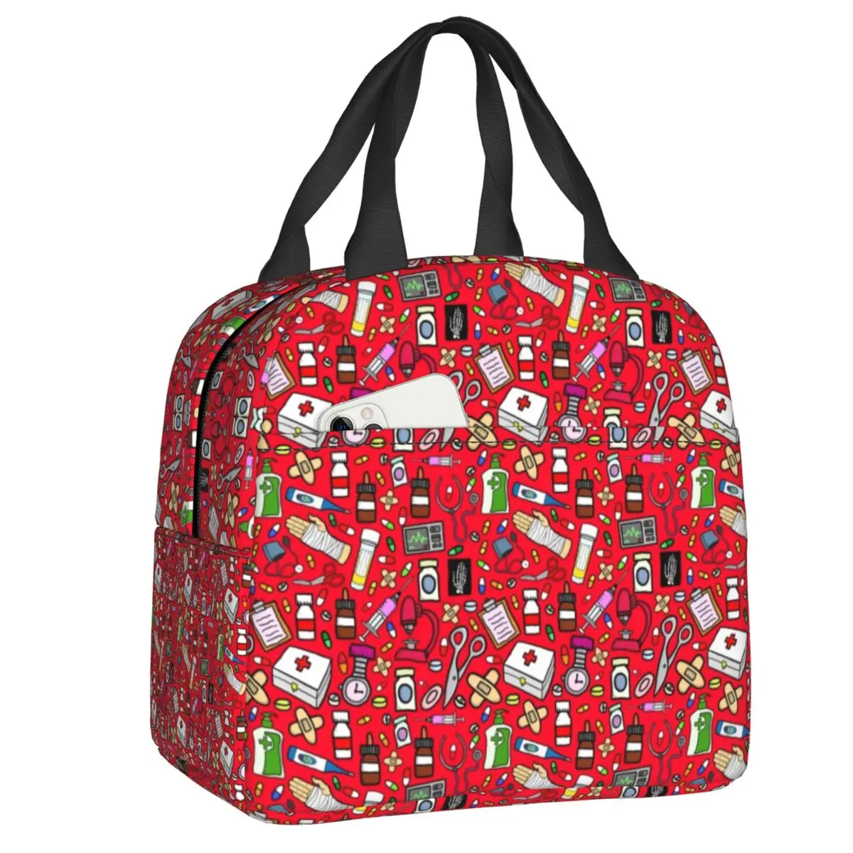 

Красный Ланч-бокс с рисунком медсестры, женский водонепроницаемый Ланч-бокс для кормления, Термоизолированный Ланч-бокс для детей и школьников