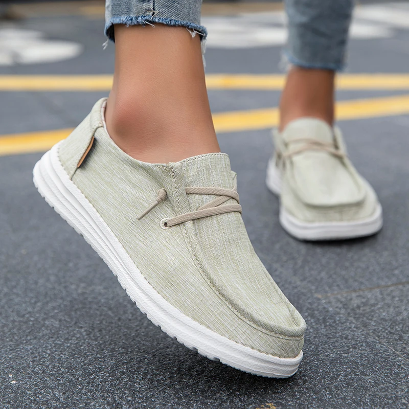 New Summer Women Canvas Shoes Fashion Breathable Flat Casual Shoes Ladies Slip on Zapatill Mujer Women Walking Vulcanize Shoes