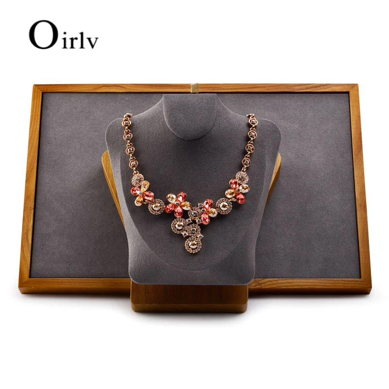 Oirlv Wooden Jewelry Neck Display Necklace Pendant Display Stand Jewelry Exhibition Necklace Display Solid Wood Necklace Holder