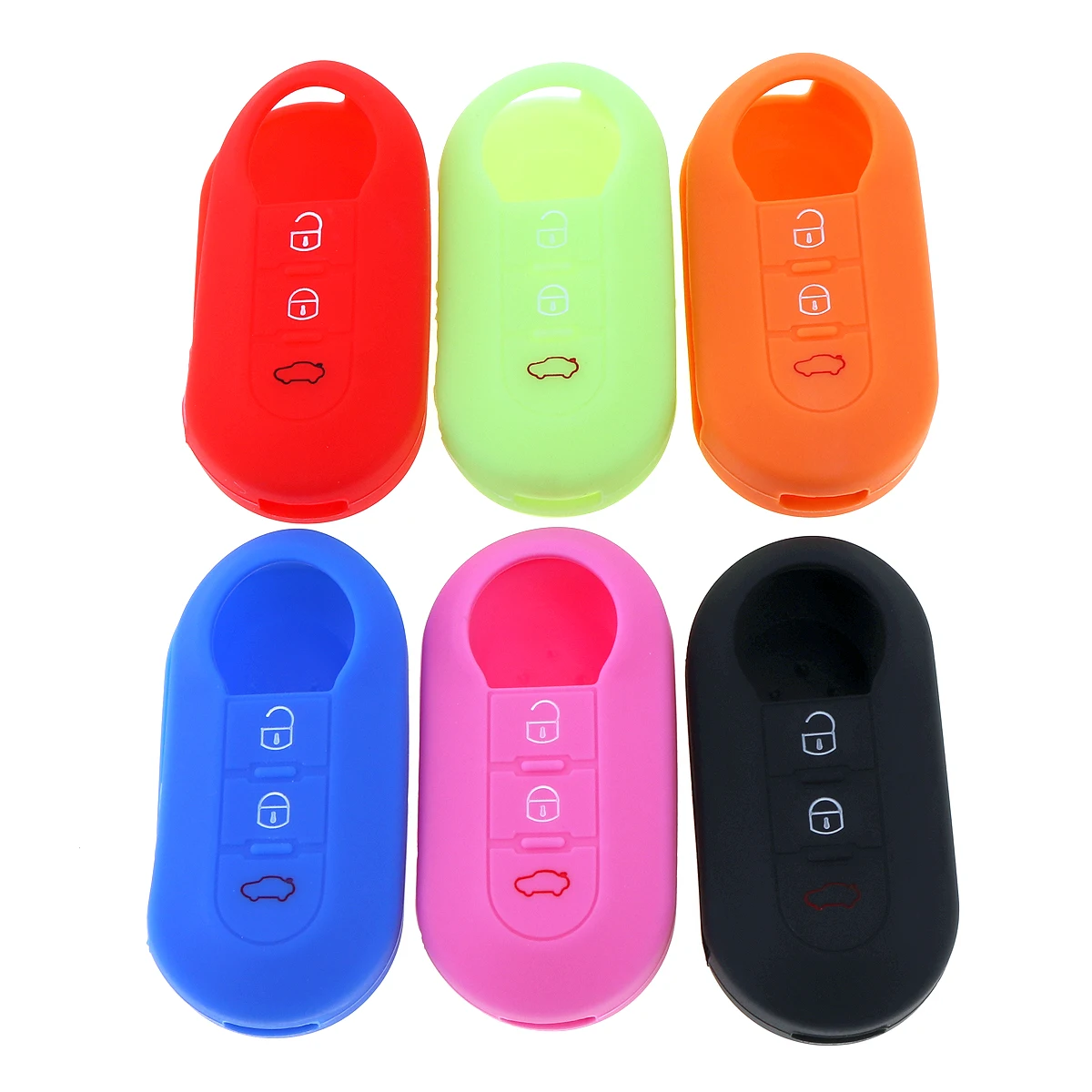 

3 Buttons Car Flip Folding Key Cover Silicone Automobile Car Key Shell Case 6 Colors Opotional Replacement Fit for Fiat 500