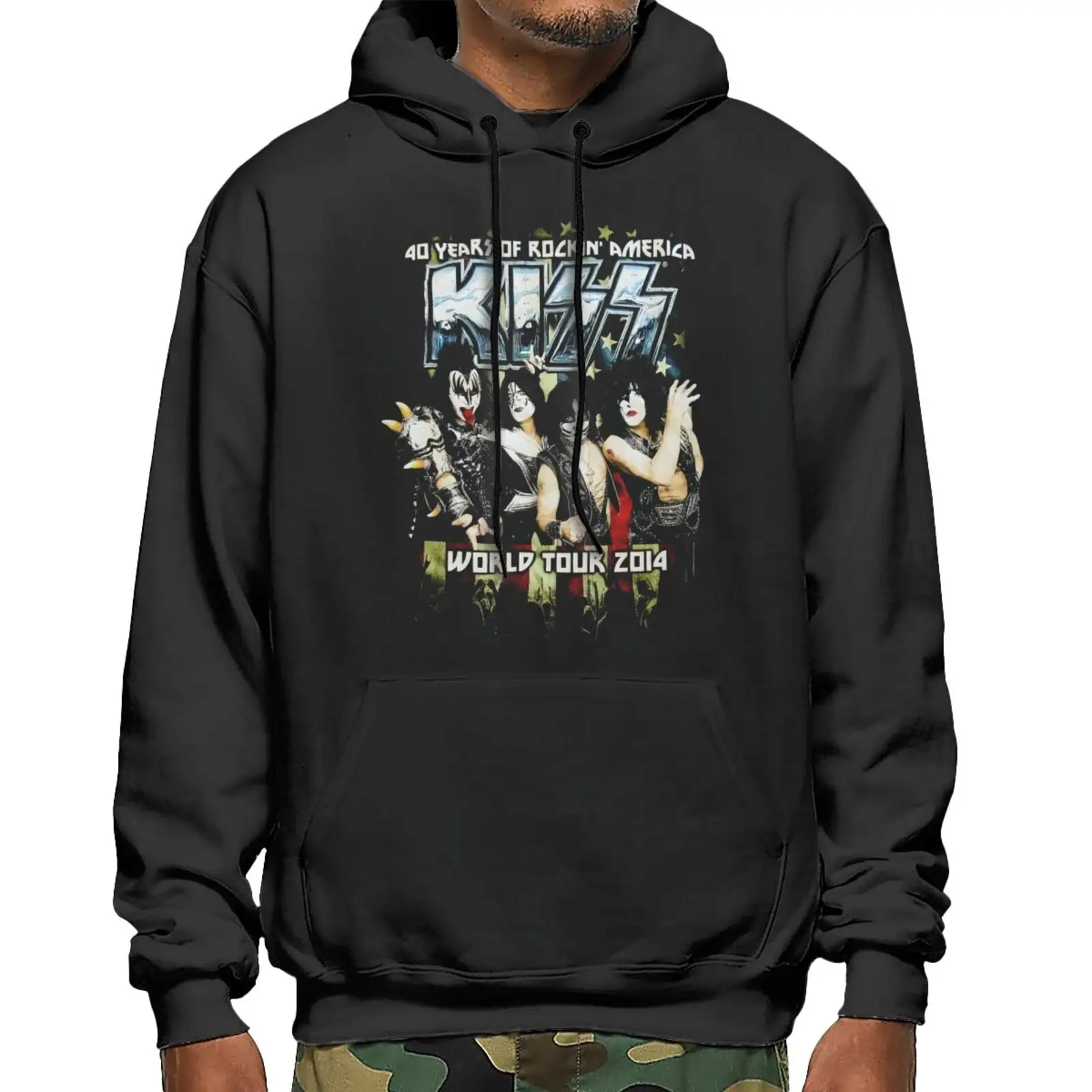 

Kiss 2014 World Tour 40 Years Sweatshirts Hoodies Sweat Oversize Hooded Zip-Up Men Clothing Sweetshirts For Men Streetwear Men