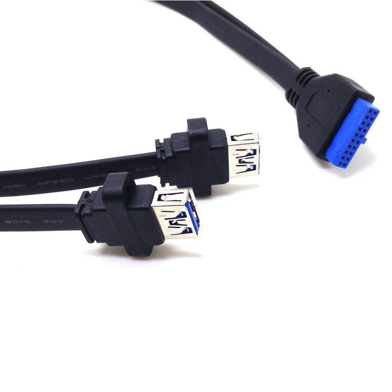 

1 шт. двойной 2-портовый удлинительный кабель USB 3.0 на переднюю панель типа A «мама» на 20-контактный разъем «мама» адаптерный кабель