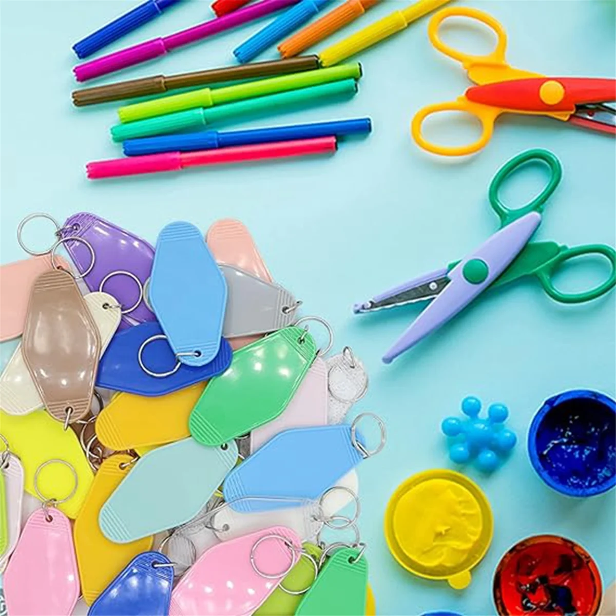 40 шт. пустой брелок для ключей в отеле с кольцами 20-цветный пластиковый