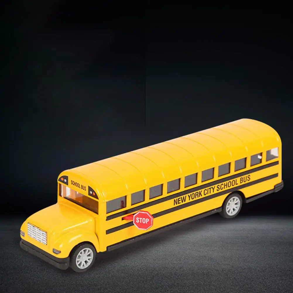 

Kids Toy Alloy School Bus Toy Open-able Doors Good Long Nose Friction Powered School Bus Model Party Favor