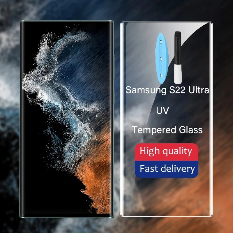 

Uv Full Glue Glass for Samsung S21 S22 Ultra Plus Note 20 Ultra Tempered Screen Protector for Samsung Galaxy S22 Ultra Glass