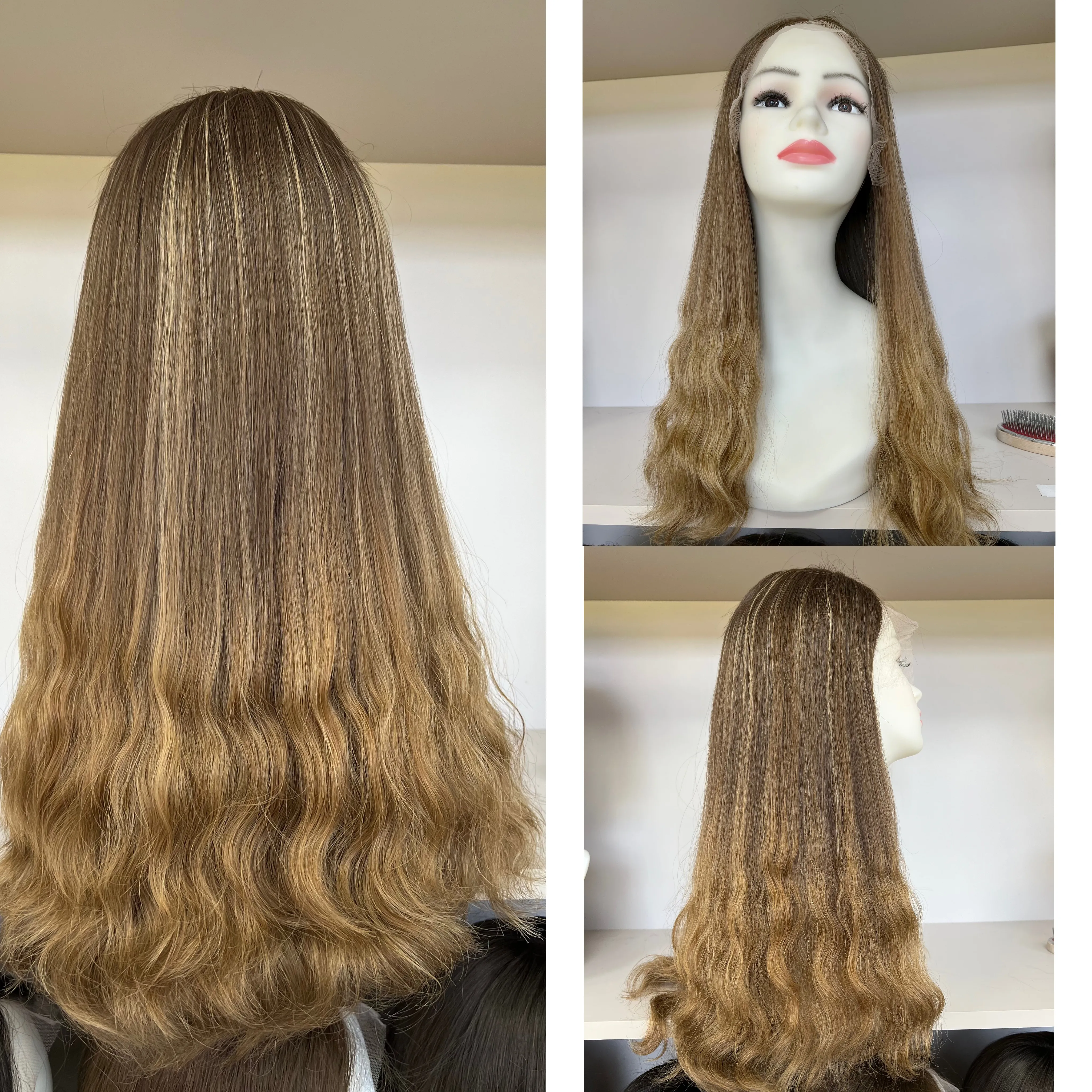 Парики со шнуровкой светлый цвет волнистые европейские натуральные волосы