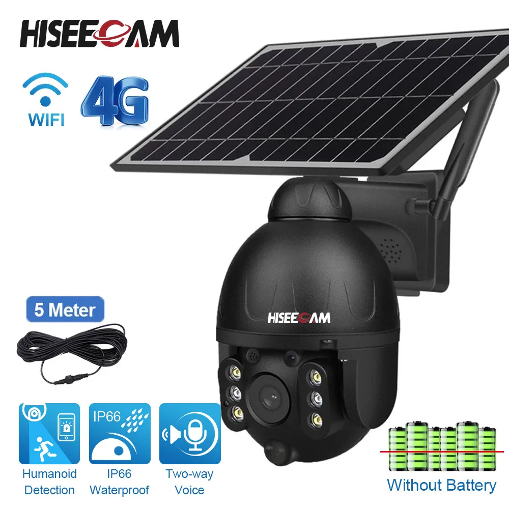 

Outdoor Solar Panel Camera 4G SIM / WiFi 2MP CCTV Video Wireless Surveillance Waterproof PTZ Security Protection Battery Camera