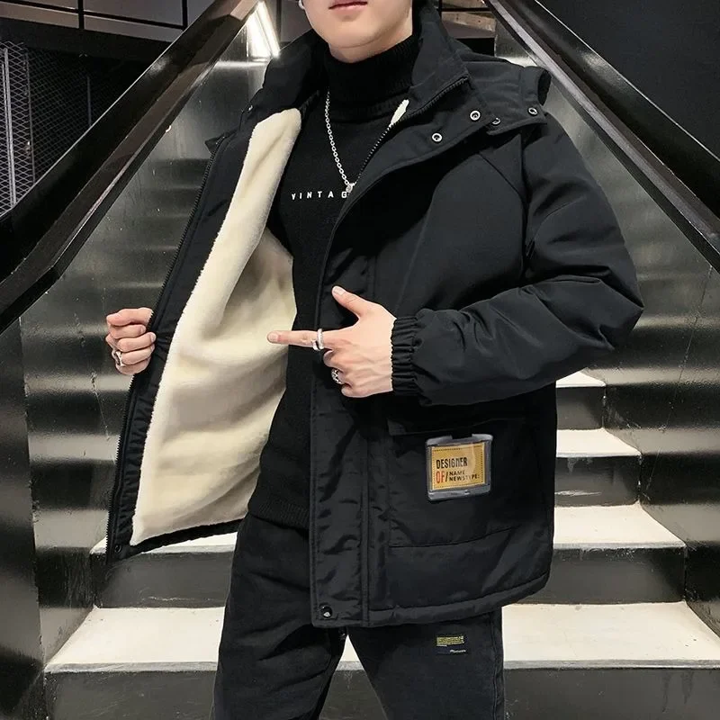 Новое мужское хлопковое пальто зимняя куртка средней длины большие размеры