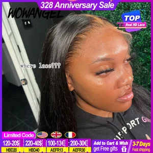 Imported Wow Angel HD Full Frontal Wigs 36inch Straight Melt Skins 13x6 HD Lace Front Human Hair Wigs Virgin 