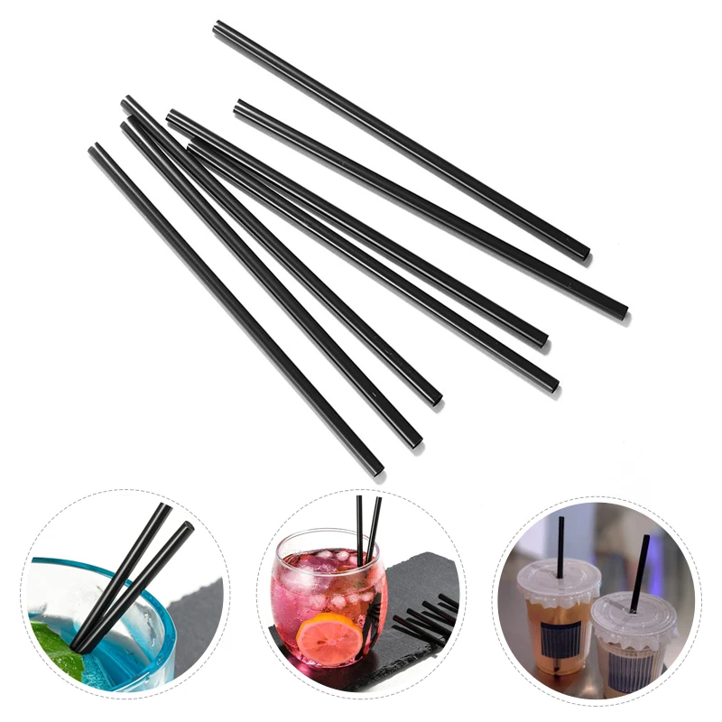 

500 шт. одноразовые пластиковые черные коктейльные соломинки, соломинки для холодных напитков, прямые соломинки, длинные кухонные инструменты, товары для вечерние