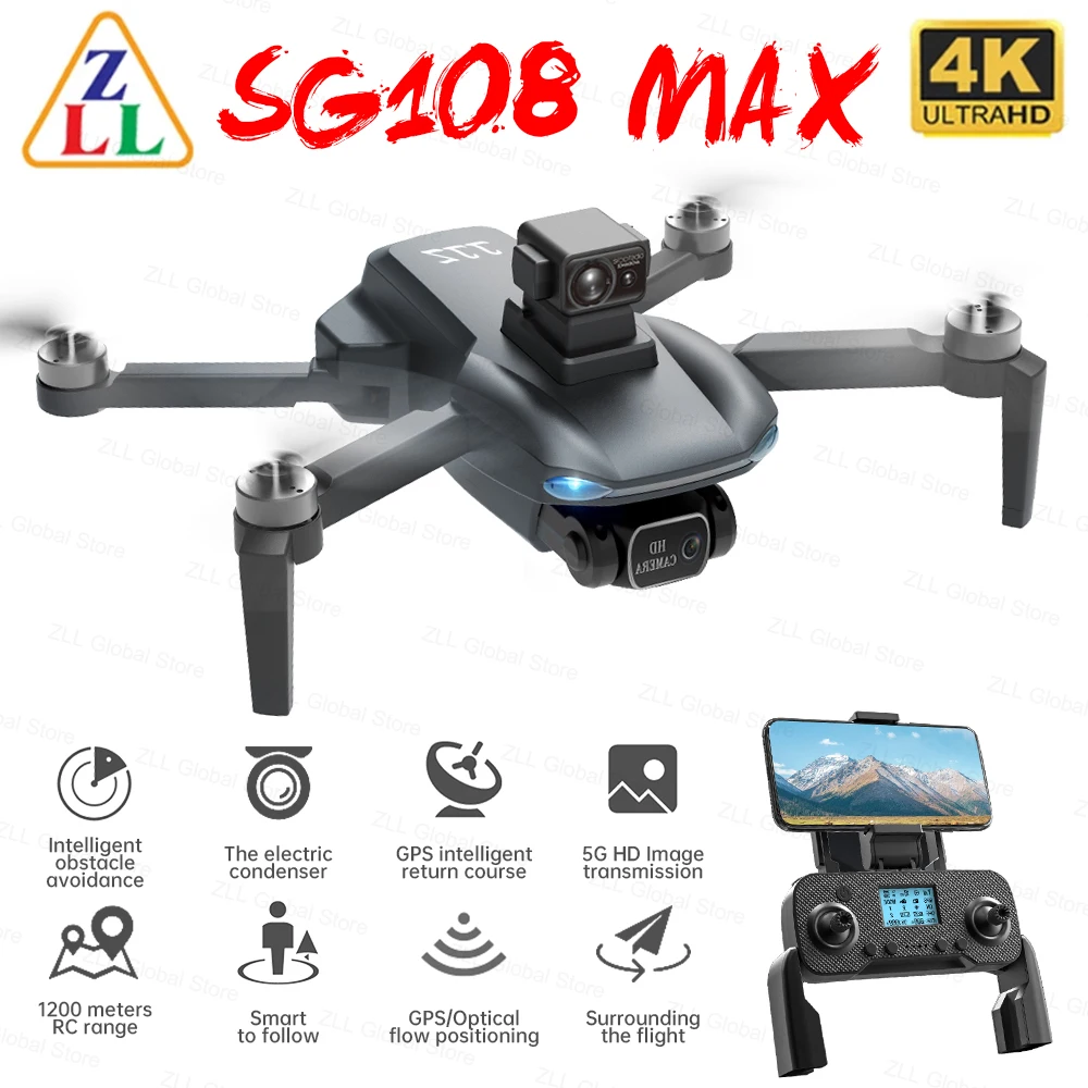 

ZLL SG108 Pro / SG108 Max GPS Drone 5G Wifi FPV 4K HD Dual Camera Brushless RC Foldable Quadcopter 1000m Control Distance Dron