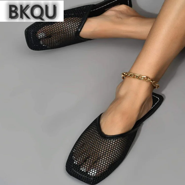 

Women's Summer Home Slippers 2022 New Mesh Flat Shoes Square Toe Casual Sandals Wholesale Shoes For Women Zapatos de mujer