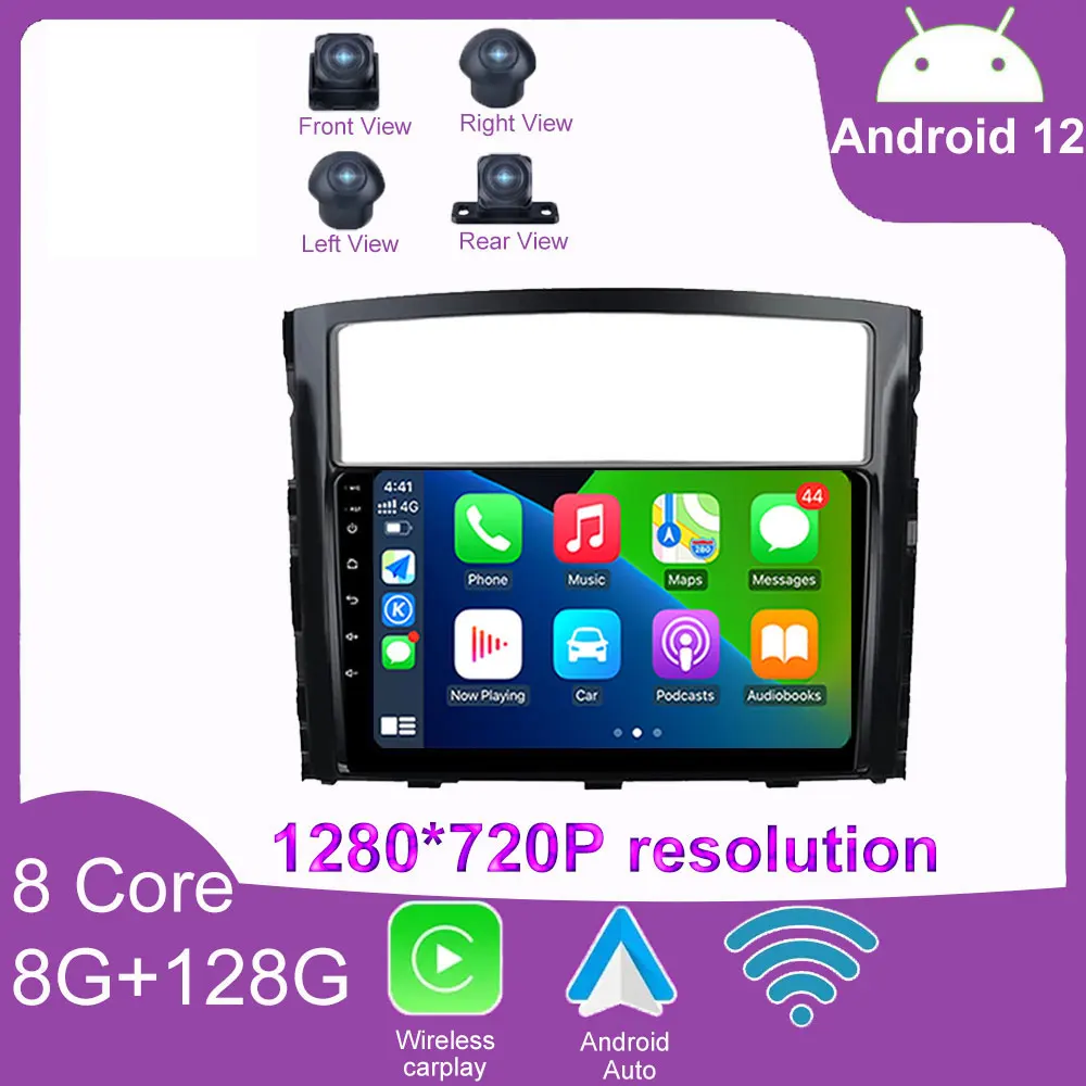 Автомагнитола 9 ''на Android 12 мультимедийный видеоплеер для Mitsubishi Pajero 4 V80 V90 2006 -