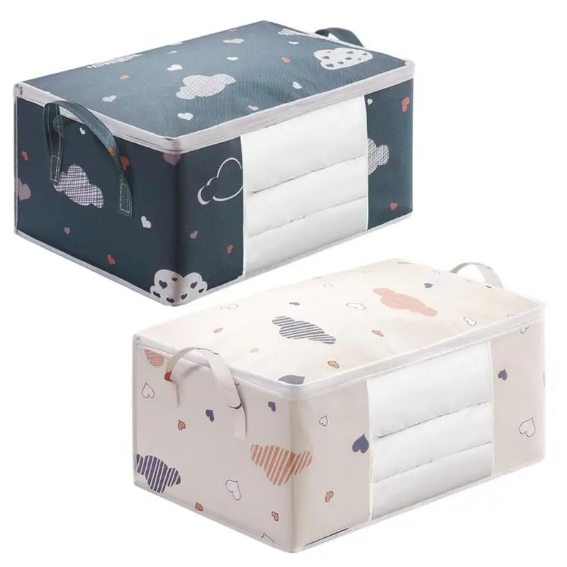 

Comforter Storage Bags Nonwoven Household Storage Bag With Zipper Handheld Closet Storage Organizing Bag For Home Clothing