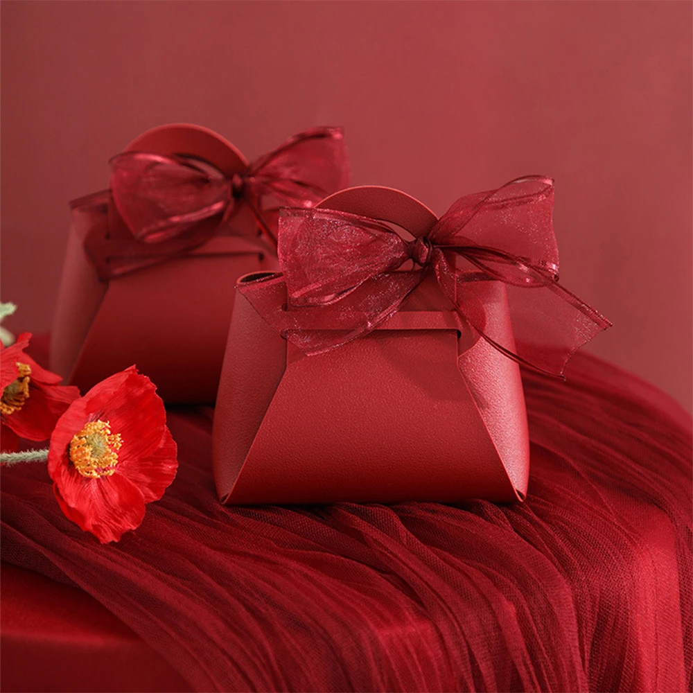 

20pcs/set New Nordic Style Candy Box with Ribbon Handbag Leather Wedding Creative Holiday Party Easy To Assemble Small Gift Bag