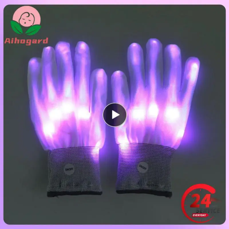 

Halloween LED Gloves Adult Skeleton Skull Finger Gloves Glow In The Dark Multicolor Led Glove Stage Costume Christmas Supplies