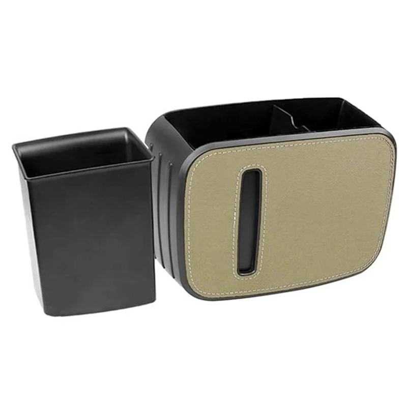 

Car Backseat Organizer, 3 In 1 Multifunctional Car Trash Can Organizer Storage Box With Tissue Holder Box Garbage Bin