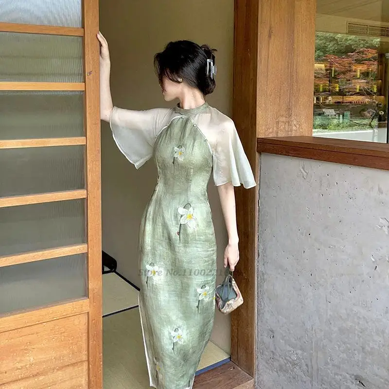 

2022 elegant women sweet dress qipao cheongsam vestidos female evening party chinese dress traditional chinese cheongsam dress