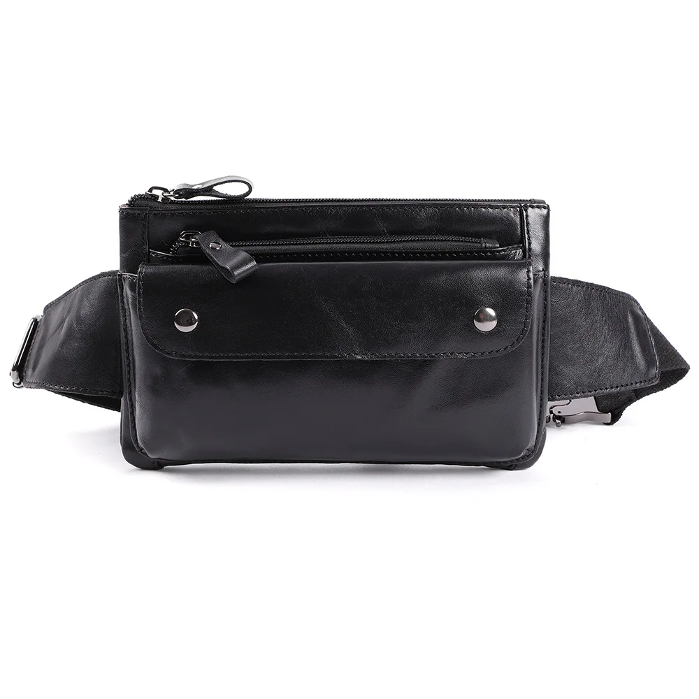 Genuine Leather Men's Waist Bag Multifunctional Crossbody Cowhide Chest Bags for Outdoor Sports Worker Fanny Pack Large Capacity