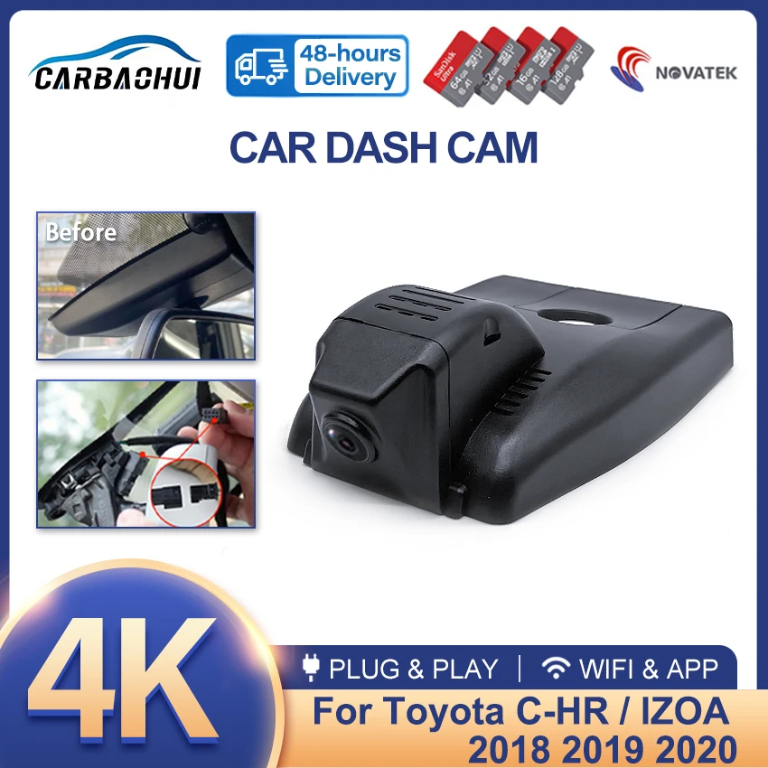 4K HD Night vision Plug and play Car DVR Dash Cam Camera Video Recorder For Toyota C-HR CHR IZOA 2018 2019 2020 Wireless DashCam