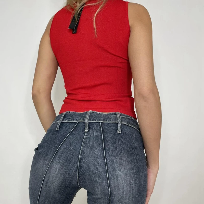 Майка женская на двойной молнии шикарная трикотажная облегающая безрукавка в