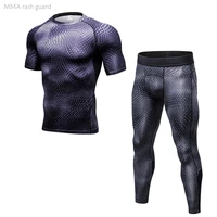 men compression sportswear suits gym track suit sports tights running t shirt 2 piece set quick dry summer mens clothing 4xl