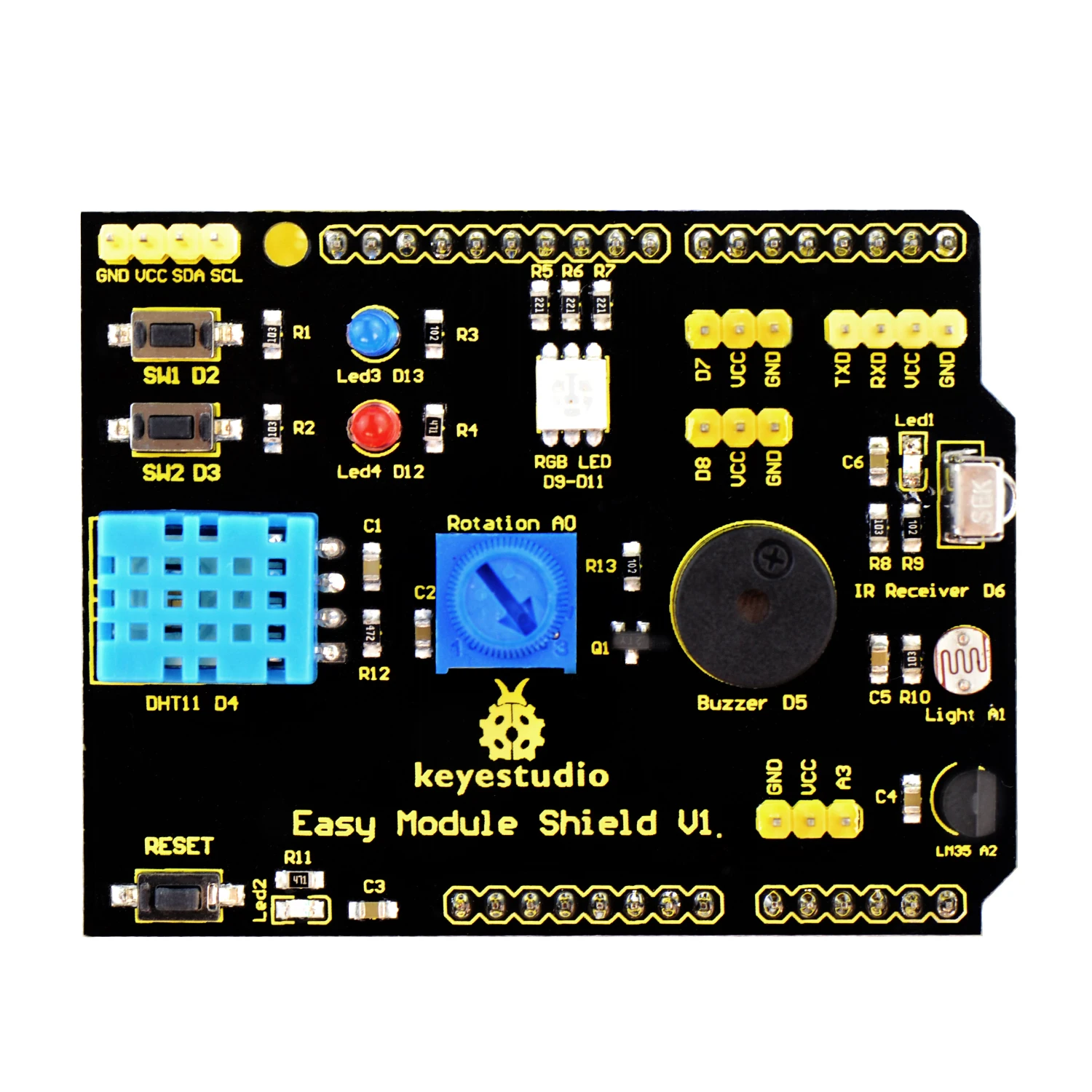 Фото Многоцелевой щит Keyestudio V1 V2 для Arduino UNO R3 и MEGA2560, макетная плата, простой модульный щит для экспериментов своими руками №2