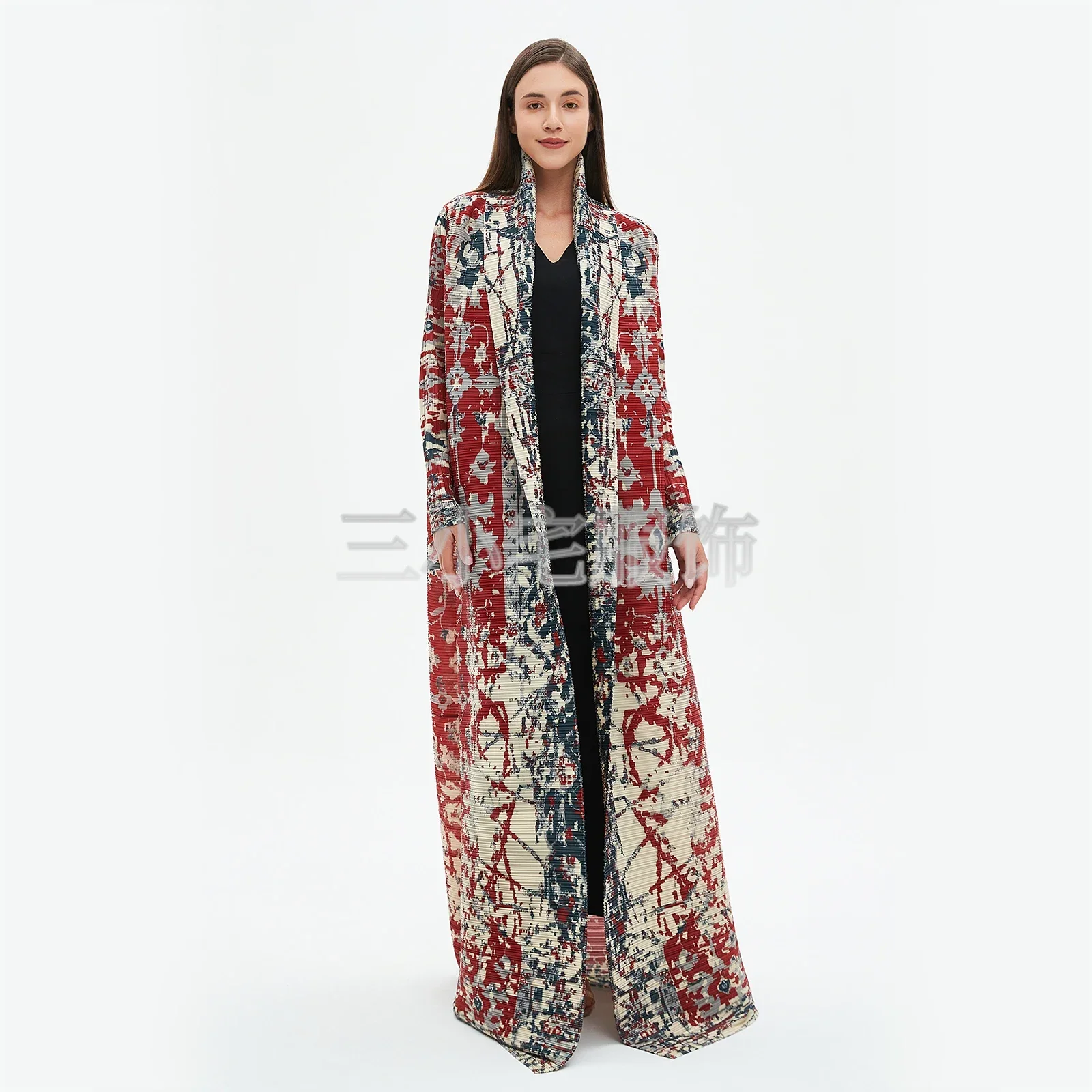 Плиссированное Платье с длинным рукавом платье принтом Женская ветровка новинка