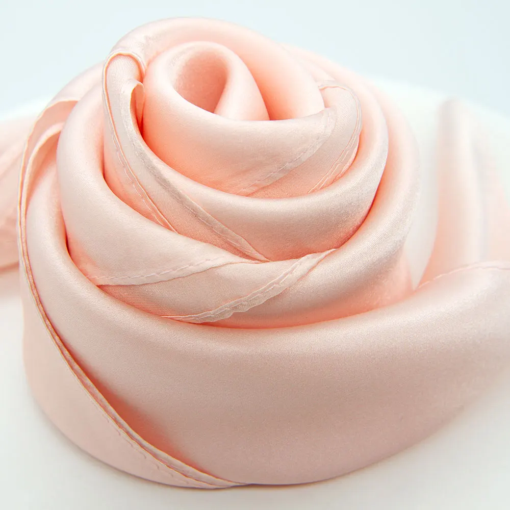 Женский платок из 100% чистого шелка бандана 65 см однотонный женский квадратный