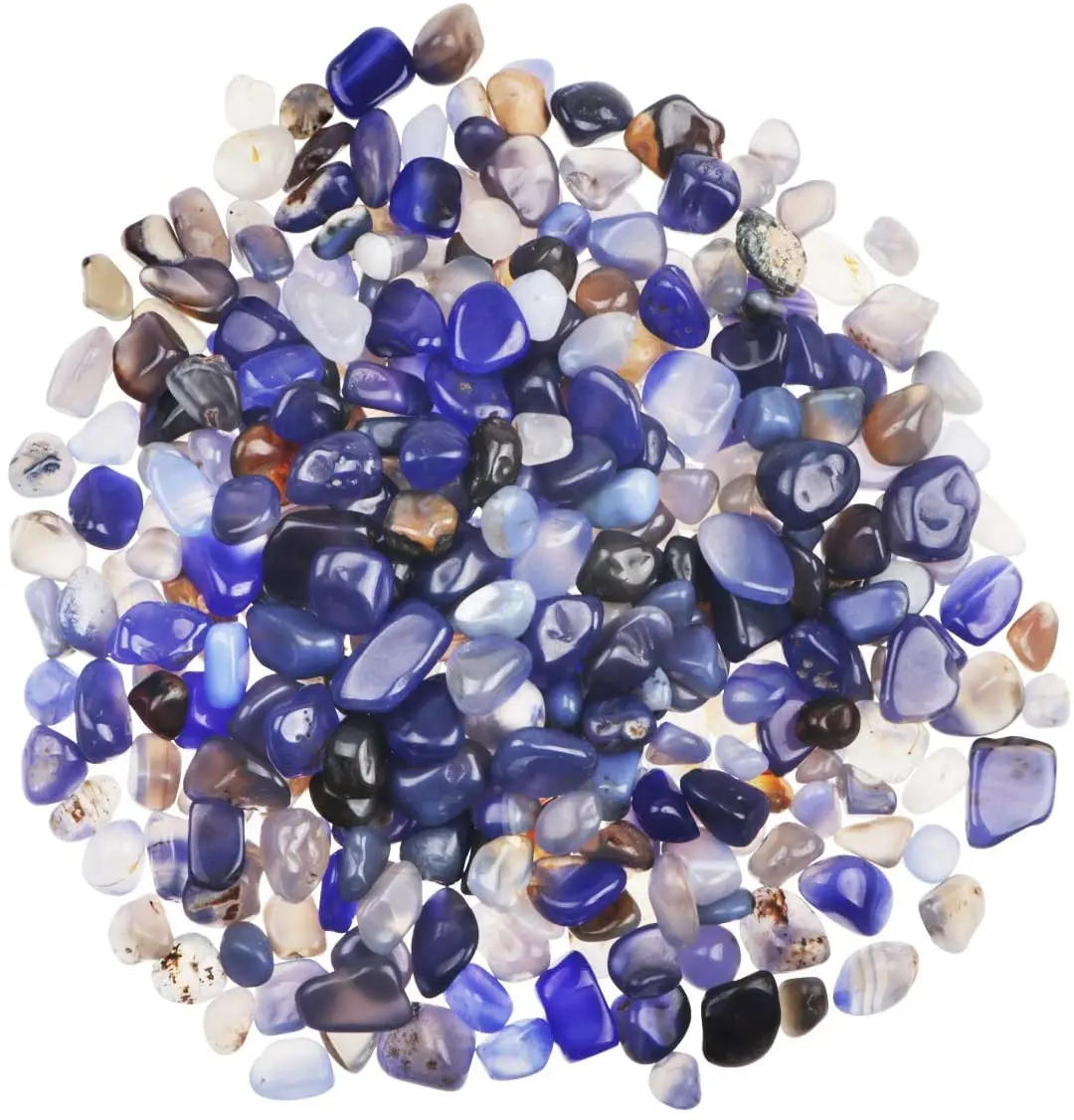 

Blue Agate Stone Tumbled Stones Gemstone Natural Crystal Quartz for Home Decoration Vase Filler Swimming Pool Bottom Decoration