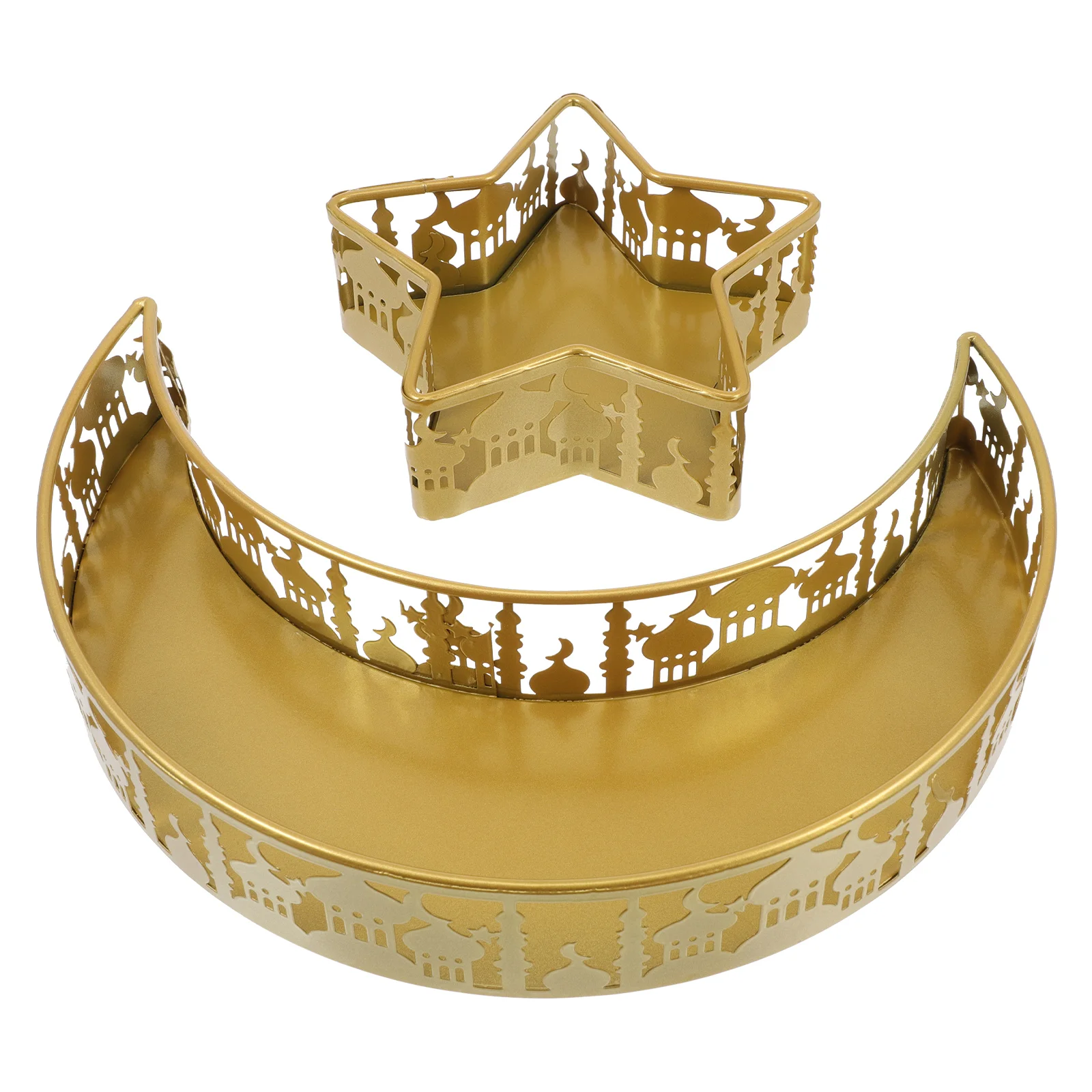 

2 Pcs Moon Decor Moon Star Platter Jewelry Display Tray Ramadan Star Moon Moon Trinket Tray