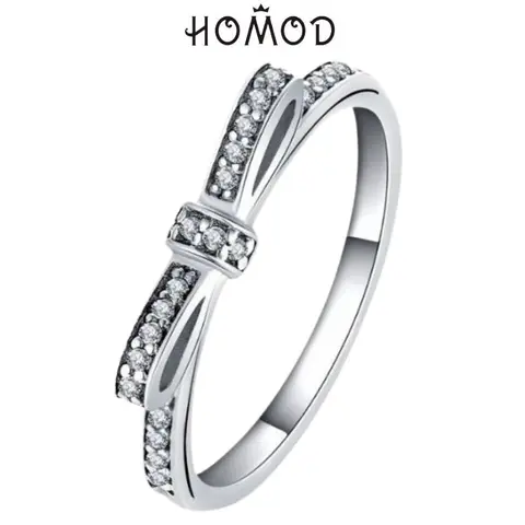 HOMOD 2022 Новое серебряное кольцо для женщин с бантом, составное Сверкающее кольцо с микро-ПАВЕ, искусственное предложение, свадебные украшения