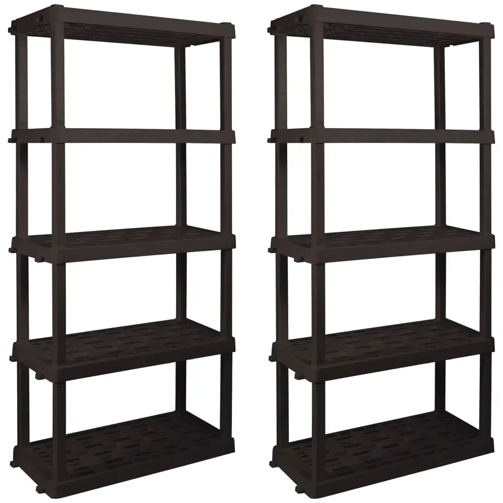 

Hyper Tough Large 5-Tier Shelving Unit, W36 X D18 X H74" Interlocking Multipurpose Organizer, Black, Pack of 2