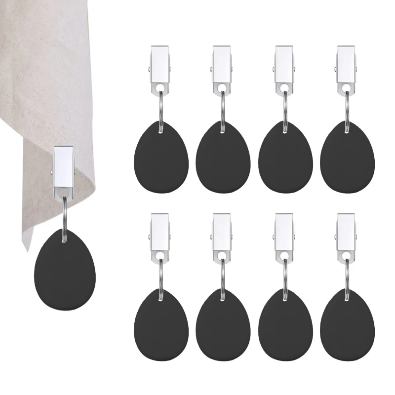 8PCS Tablecloth Weights Teardrop Shape Pendant Outdoor Table Cloth Stones With Metal Clips Marble Cover