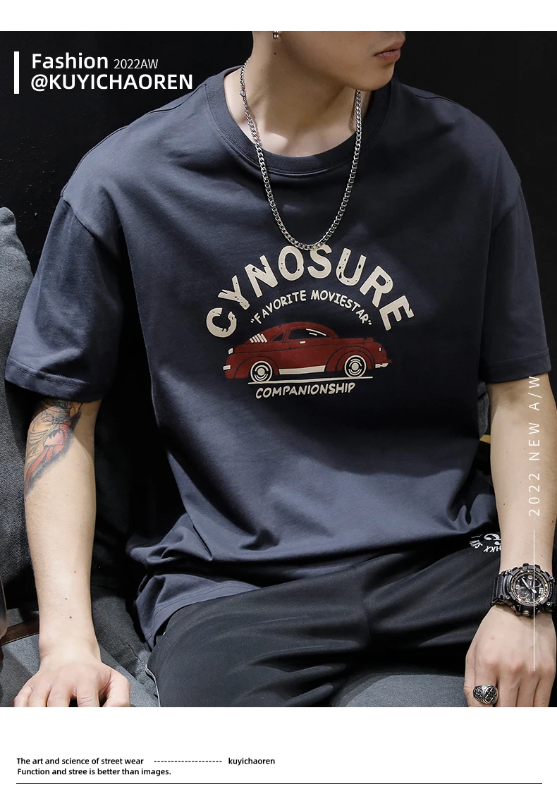 

M0714 Short-sleeved t-shirt men's summer loose fat half-sleeved cotton t-shirt