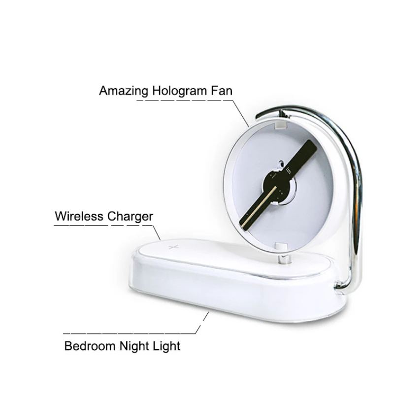 

Creative Gift 10W 15W Qi Wireless Charger Led Night Light Fast Charging Wireless Charger 3D Holographic Display 3D Hologram Fan