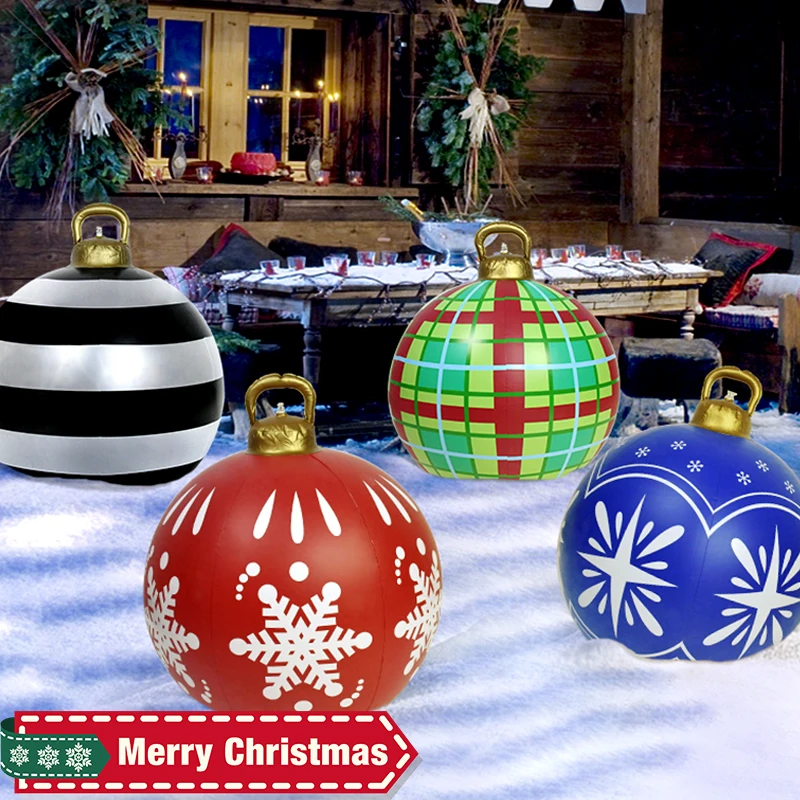 

NEW 60CM Large Christmas Ball Outdoor Christmas Decorated Inflatable Ball For Home Xmas Tree Ornaments New Year Gifts Toy Ballon
