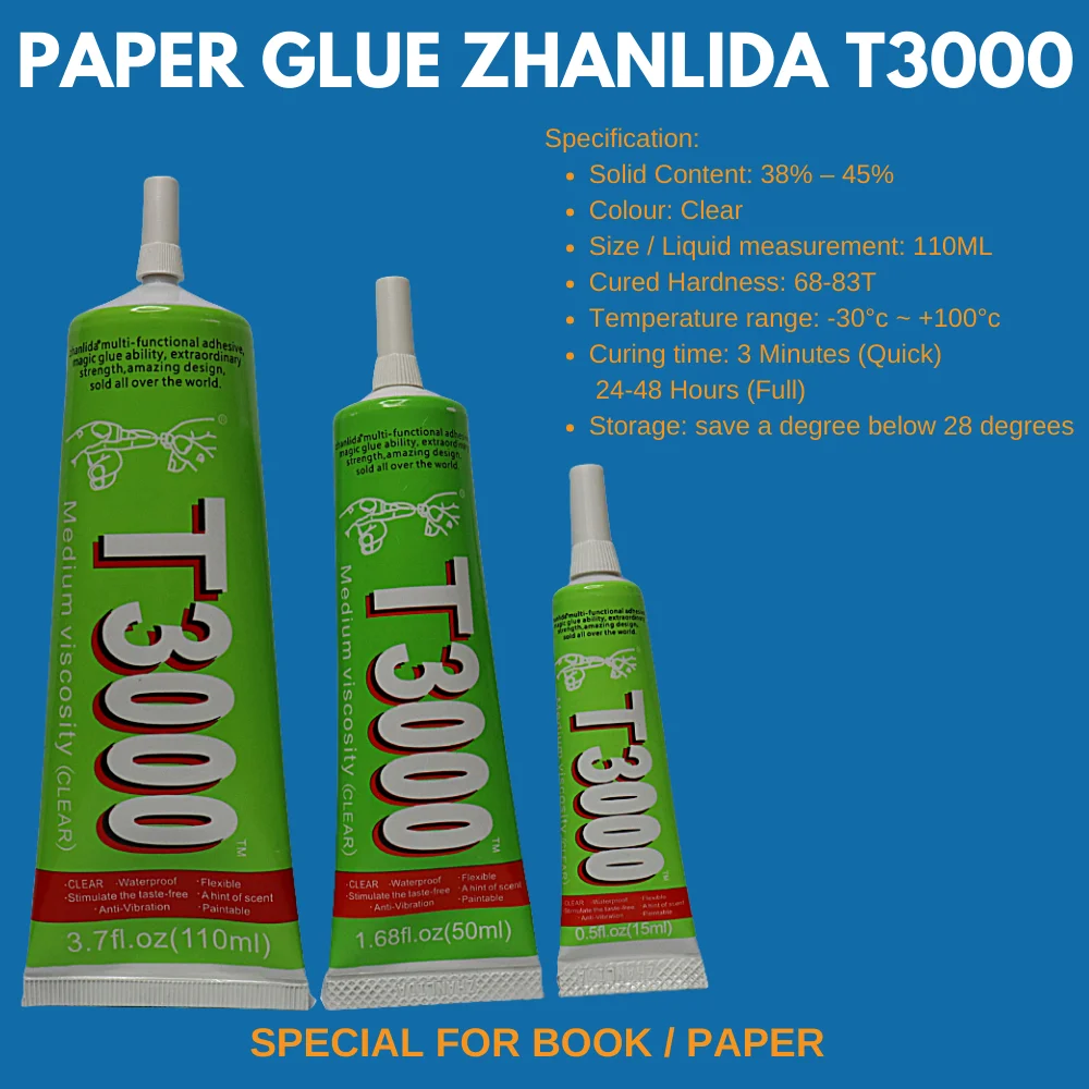 15ML/50ML/110ML Zhanlida T3000 Glue Clear Contact Universal Repair Adhesive Book Paper Materials Glue