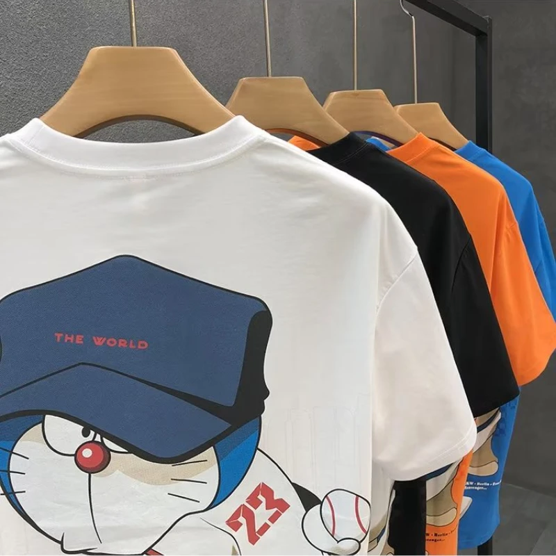 Summer Men's Cotton T-shirt Japan Men's Cool cartoon Short Sleeve Tops High Quality White T Shirt O-neck Tee Shirt Men Clothing