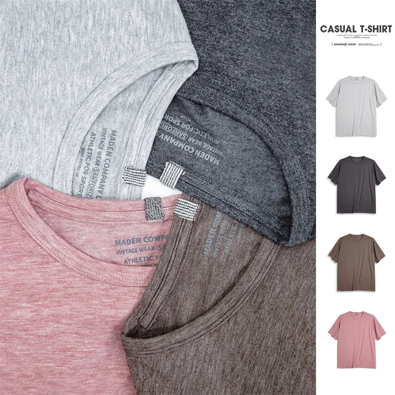 

Maden Casual Breathable Blended Short Sleeve T-shirt for Men Comfort Crewneck Lightweight Undershirts Tees 2023 Summer Soft Tops