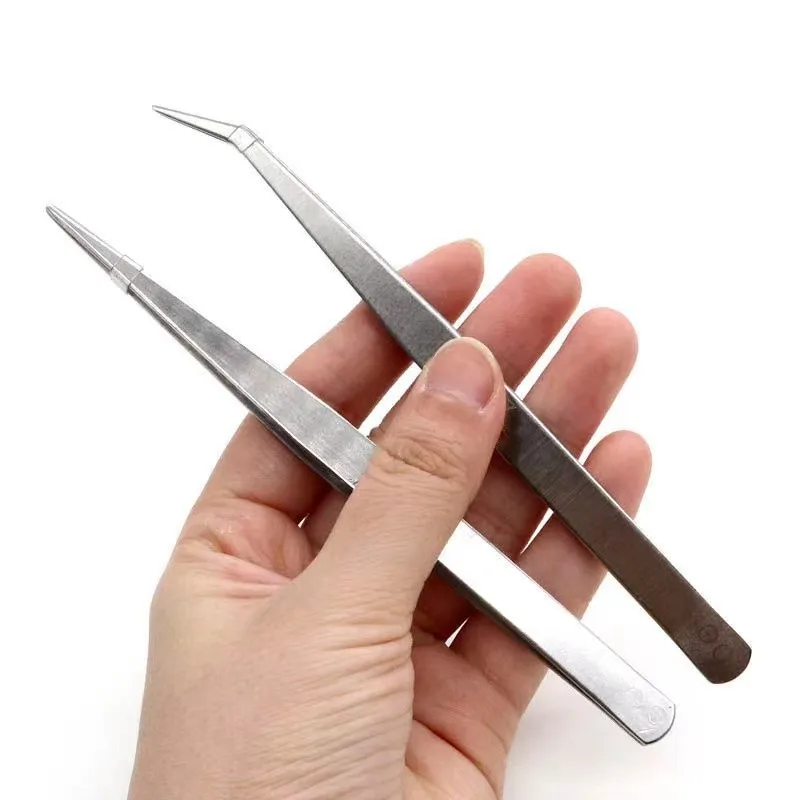 

2PCS Watch Repair Tool Straight End Elbow Tweezers Stainless Steel Tweezers Can Be Used For Watch Repair And Eyebrow Repair