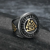 vintage viking stainless steel valknut ring mens nordic triangle odin amulet ring punk hip hop fashion jewelry gift wholeslae