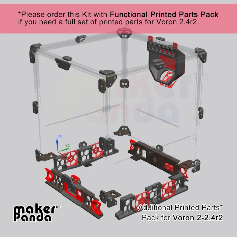 

MakerPanda Voron 2,4 r2 комплект дополнительных печатных частей, напечатанных eSun ABS +, включая юбки, панели крепления, фильтр Voron 2 4 ABS