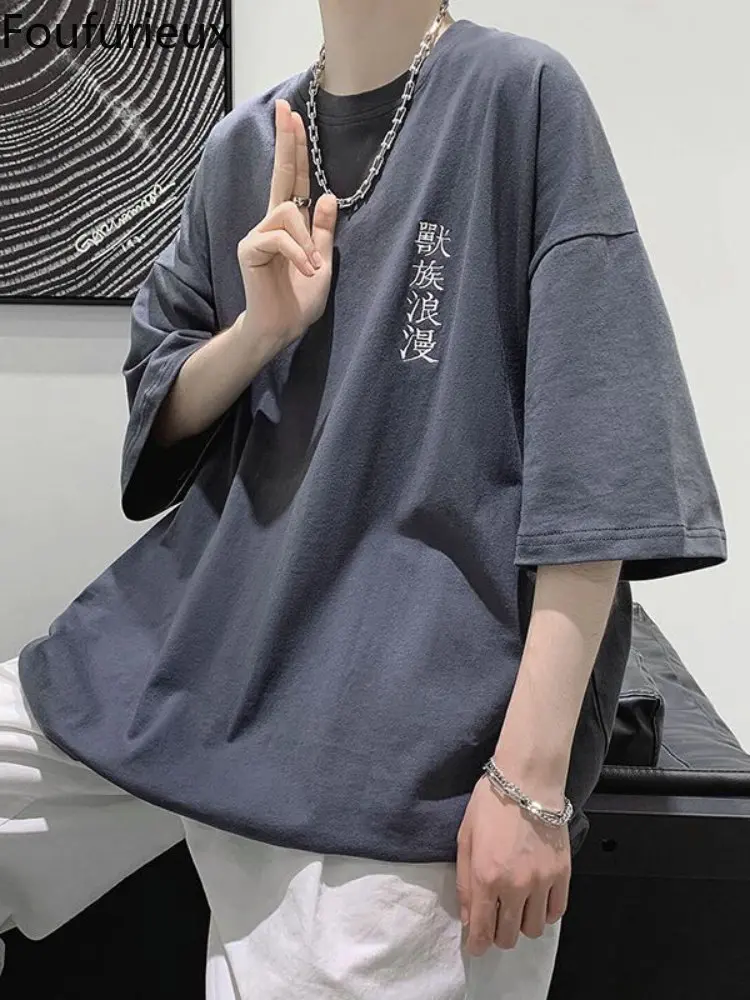 

Мужская футболка с коротким рукавом и круглым вырезом, в японском стиле