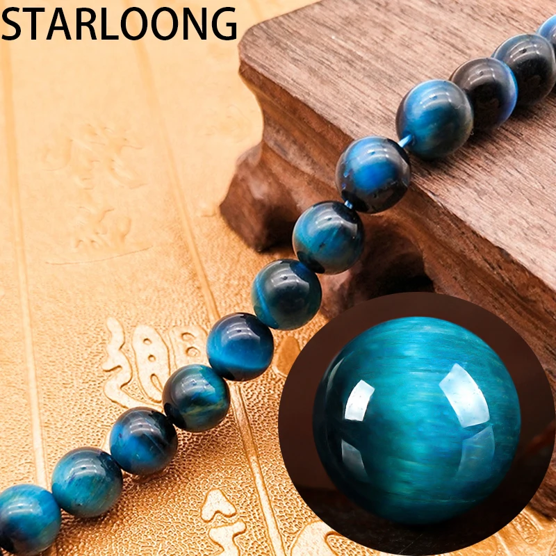 

Natural Stone Lake Blue Tiger Eye Stone Round Loose Beads Spacer 4/6/8/10/12MM Pick Size Making For Jewelry Bracelet 15" Strand