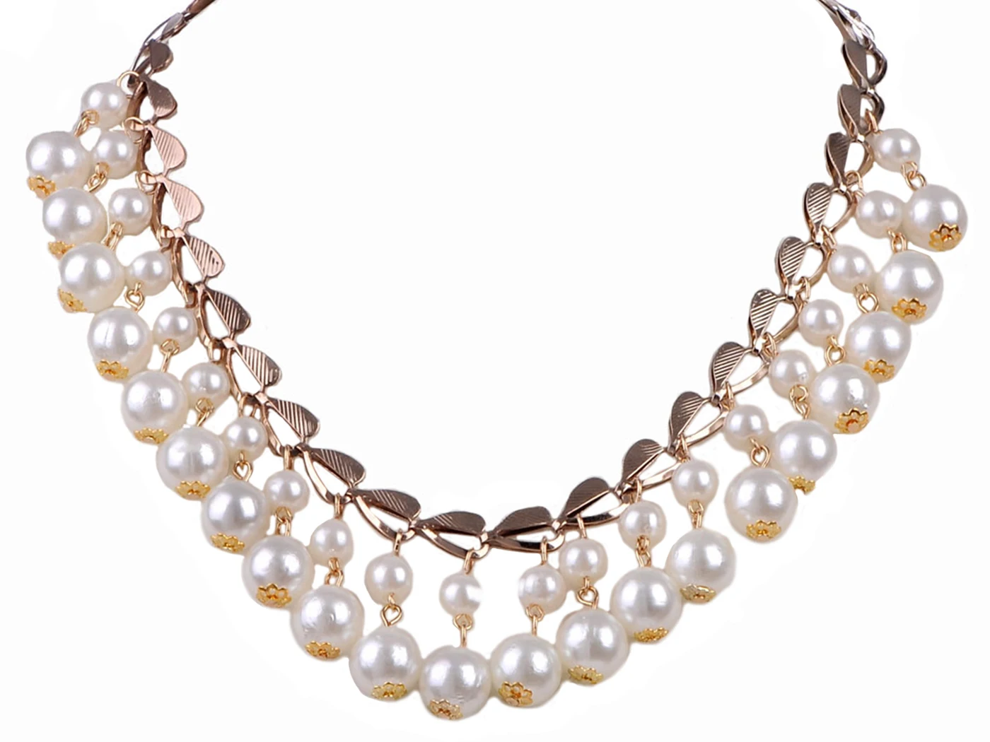 

Faux Pearls Pendant Hearts and Baubles Rhinestone Elegant Drop Necklace