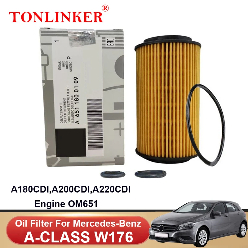 Масляный фильтр TONLINKER A6511800109 для Mercedes Benz A Class W176 2013-2018 A180 A200 A220 CDI двигатель OM651