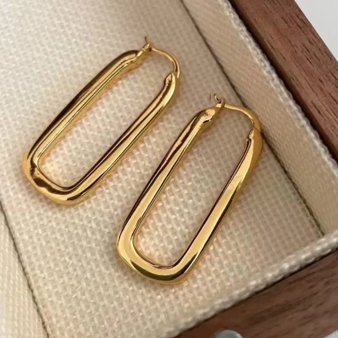 

Stainless Steel Earrings with Unique Charm Designer Accessories with Exaggerated Personality Square Golden Jewelry Wedding Gift