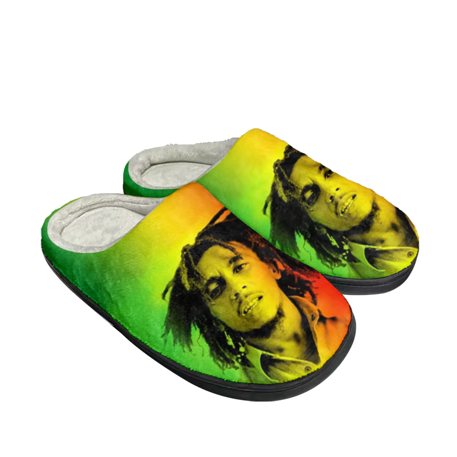 

Reggae Rock Music Star Bob Marley Home Cotton Custom Slippers Mens Womens Sandals Plush Bedroom Keep Warm Shoe Thermal Slipper