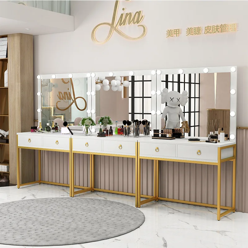 Туалетный столик для макияжа с 9 светодиодами спальни тумбочка полки хранения